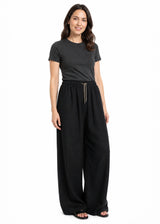 Drawstring Wide-Leg Pant in Linen
