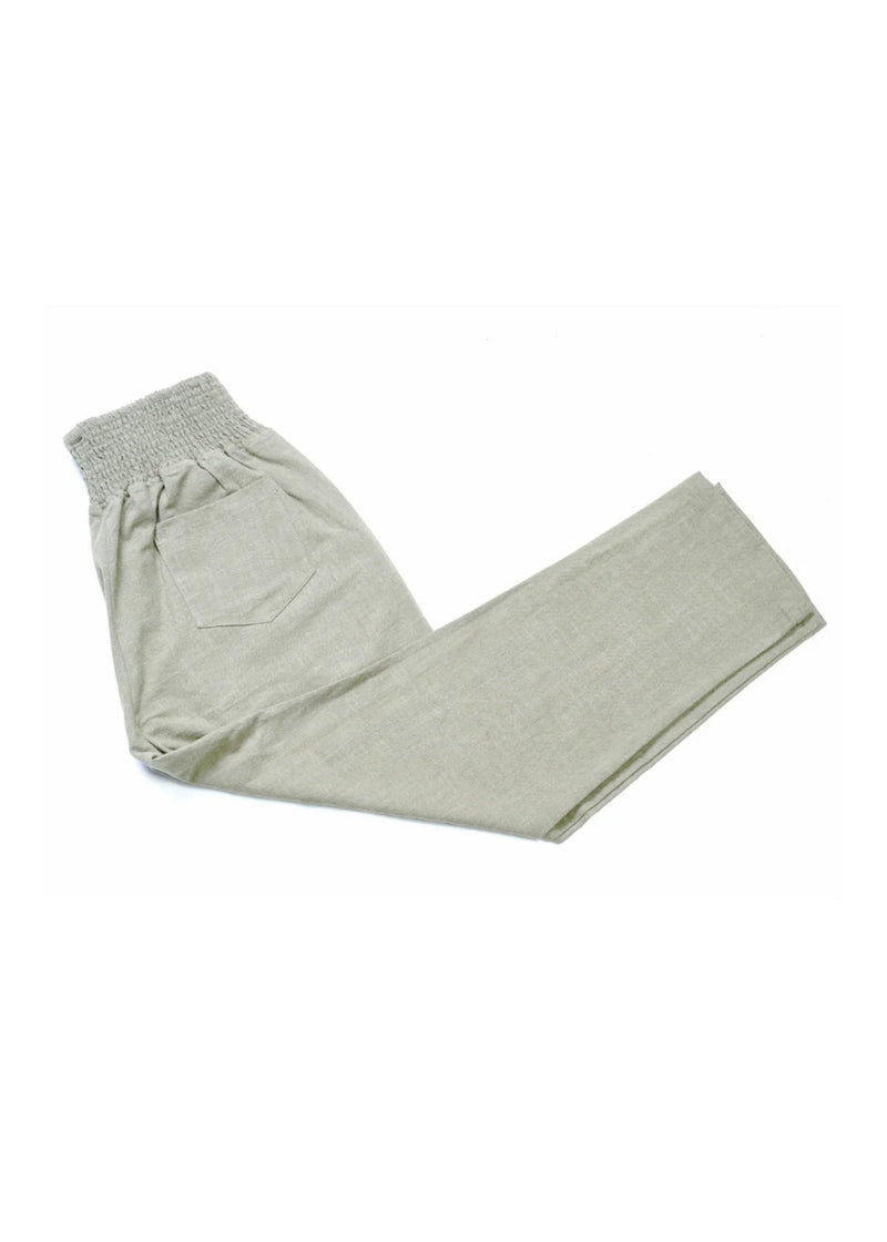 Garment Washed Smocked Pant in Linen