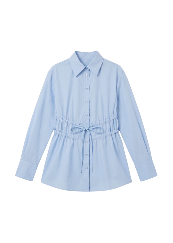 Gathered Waist Tie Blouse