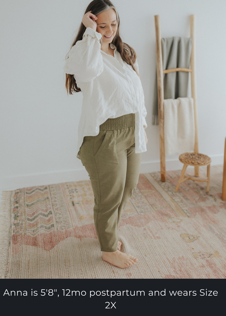 Transitional Maternity Linen Pant - Extended Inseam