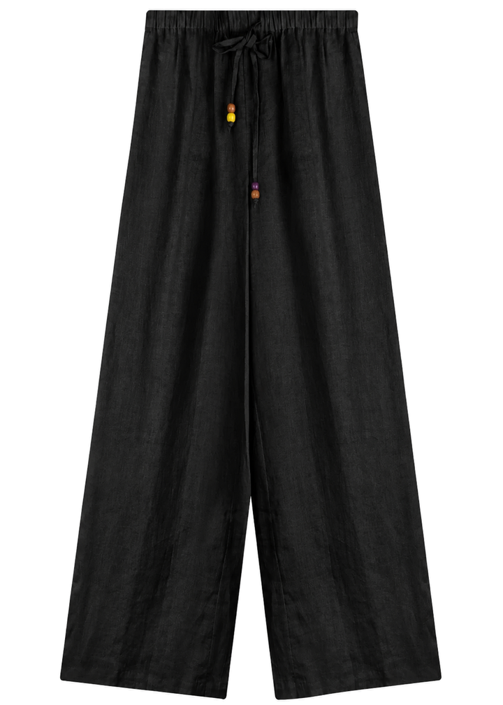 Relaxed Drawstring Wide-Leg Pant in Linen