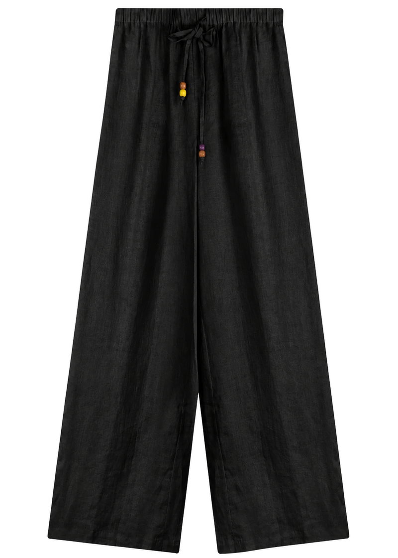 Relaxed Drawstring Wide-Leg Pant in Linen