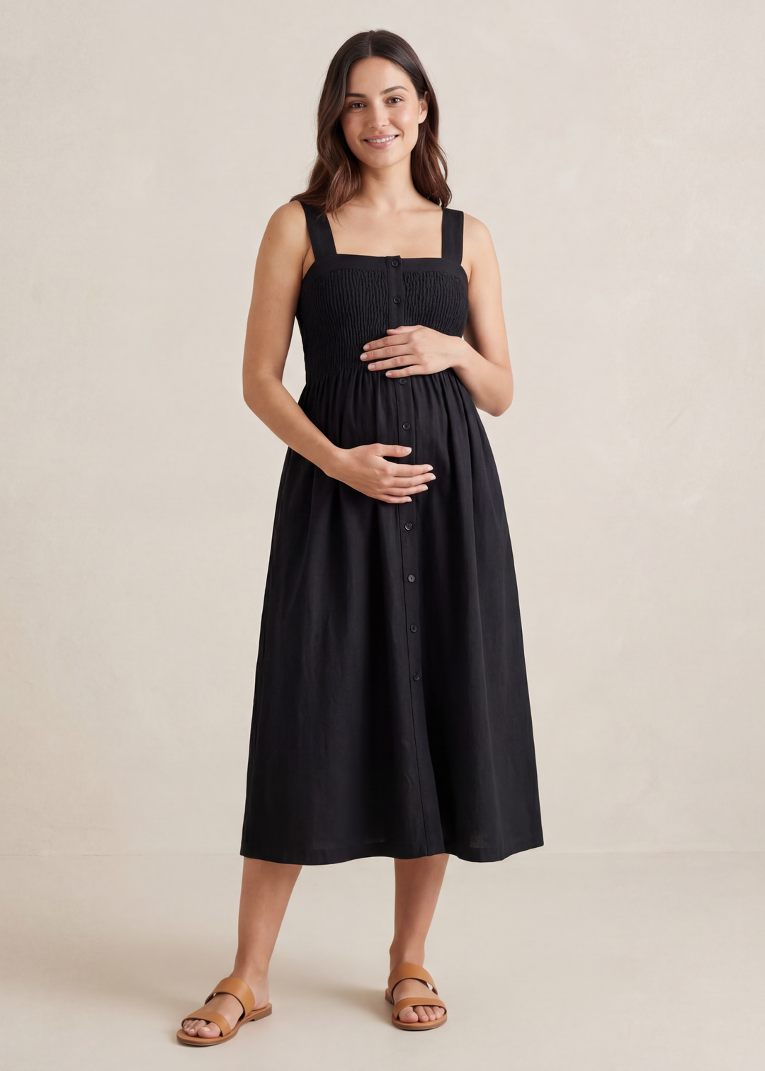 Juliette Strap Nursing Dress in Cotton/Linen Juliette Strap Nursing Dress in Cotton/Linen