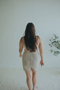 Back view of the Mocha Knit Shorts in Cotton Cashmere