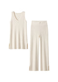 Cotton-Cashmere Maternity Lounge Set in Natural — flat lay