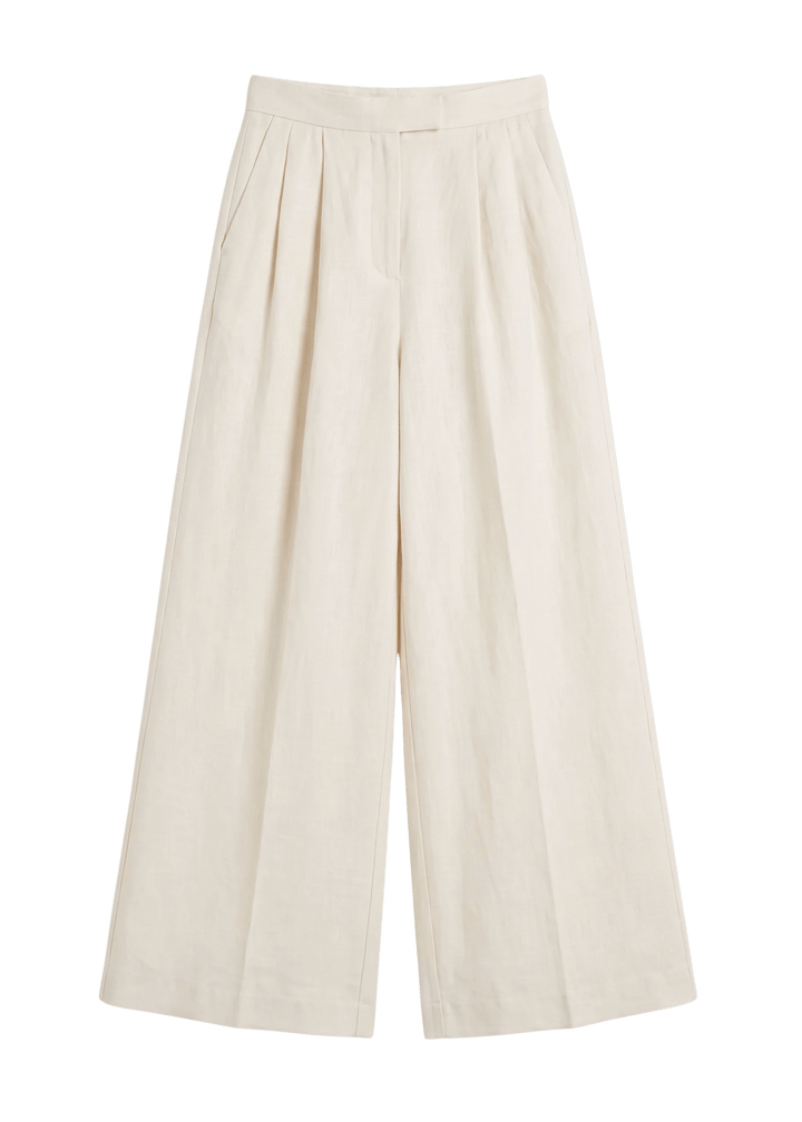Margot Pleated Wide Leg Pant in Sandwashed Linen