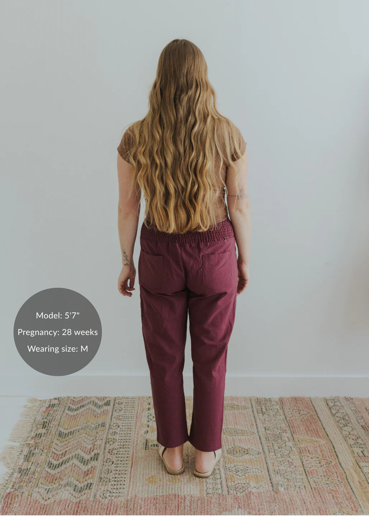 Everyday Transitional Maternity Smocked Linen Pant