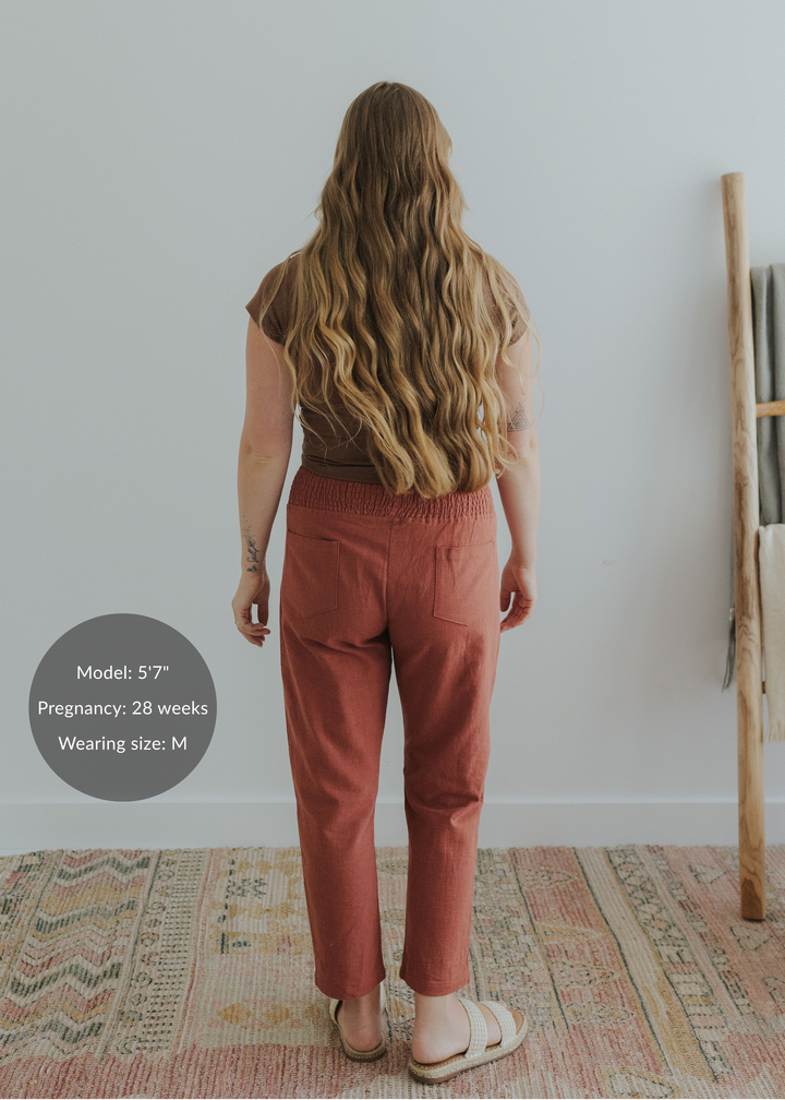Everyday Transitional Maternity Smocked Linen Pant