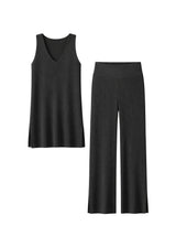 Cotton-Cashmere Maternity Lounge Set in Black — flat lay