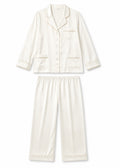 Notch-Collar Satin Pajama Set in White - flat lay