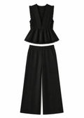 Ruffle-Trim Peplum Set in Linen
