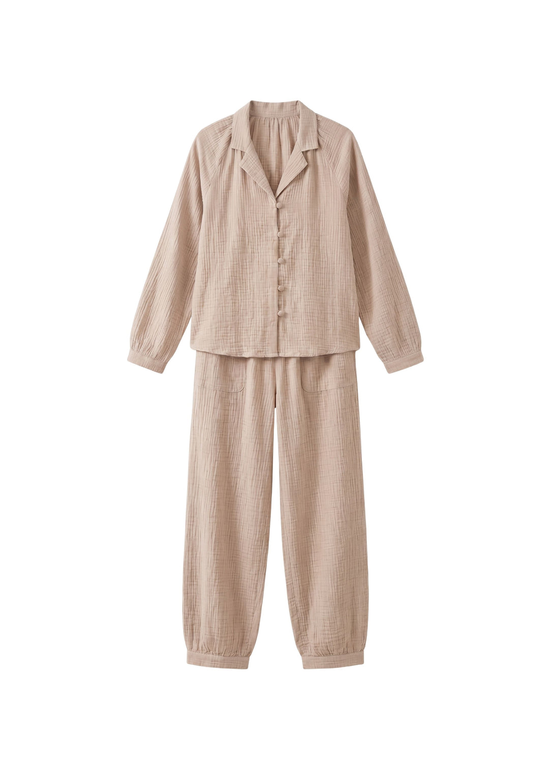 Notch Collar Lounge Set In Cotton