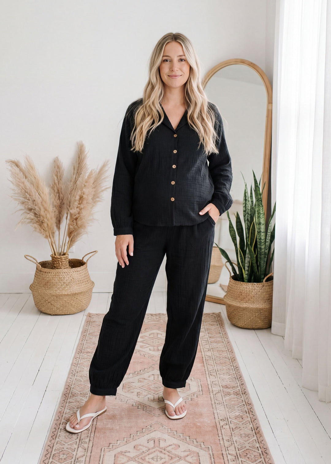 Notch Collar Lounge Set in Cotton