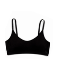 Black merino wool seamless nursing bralette with adjustable straps and gentle stretch.