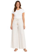 Relaxed Drawstring Wide-Leg Pant in Linen