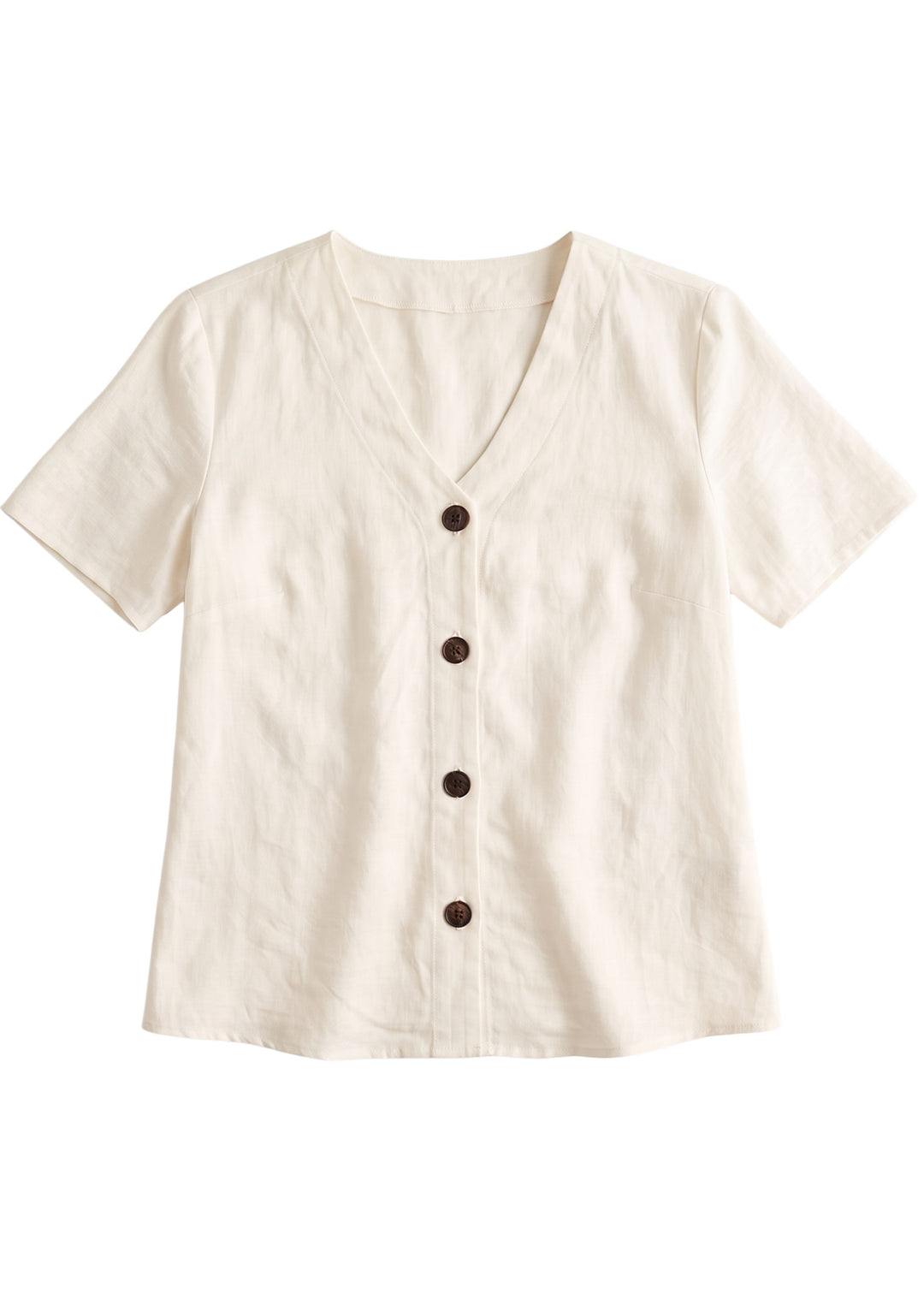 Olivia Button Down Top in Sandwashed Linen