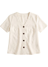 Olivia Button Down Top in Sandwashed Linen