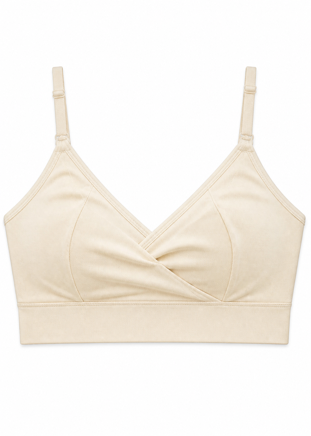 Crossover Nursing Bra in Linen in Natural — flat lay