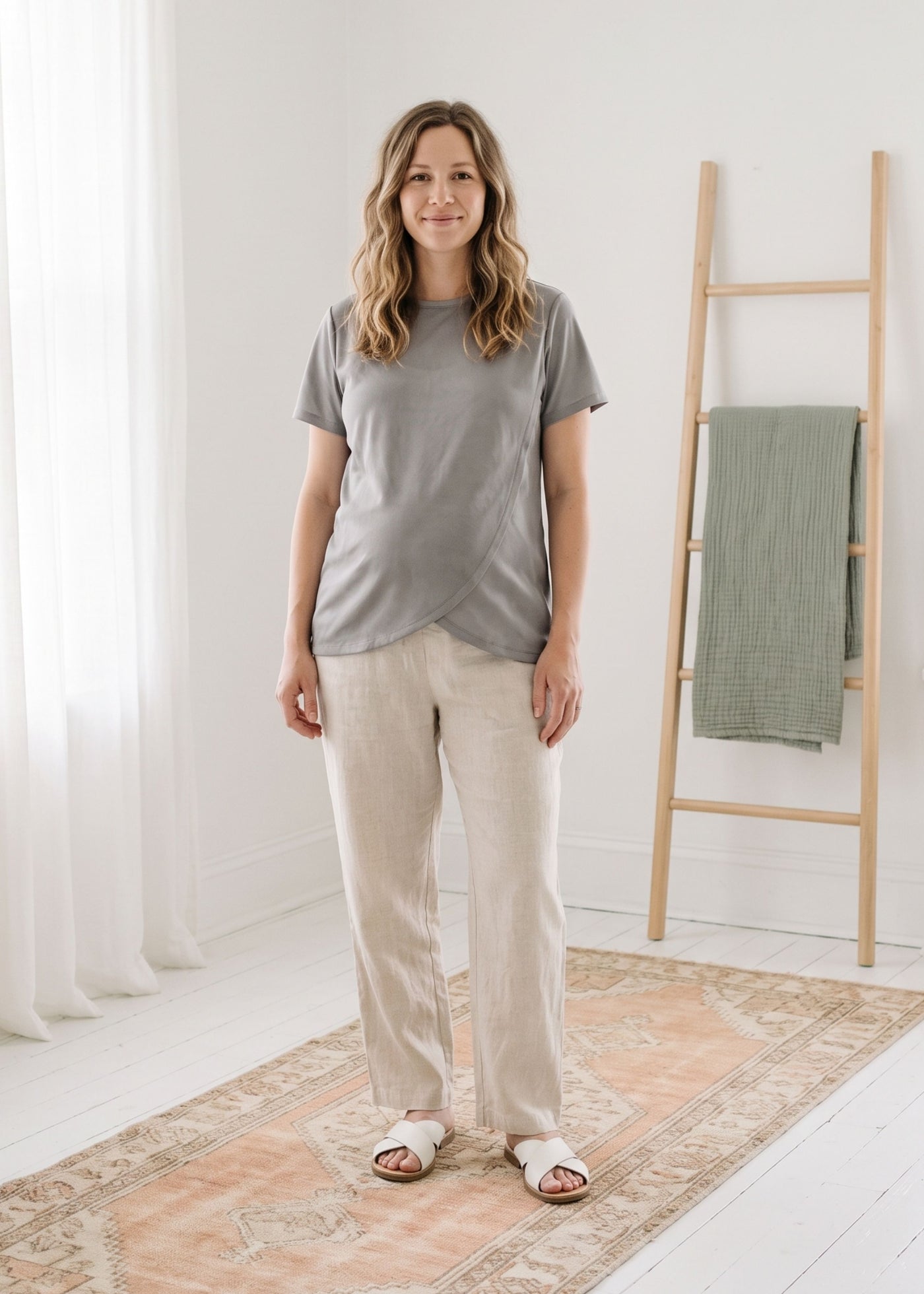 Overlap Nursing Top in Cotton Sateen