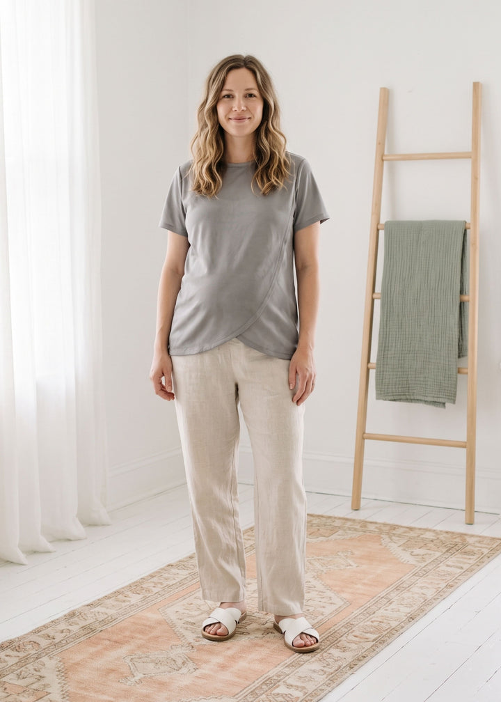 Overlap Nursing Top in Cotton Sateen