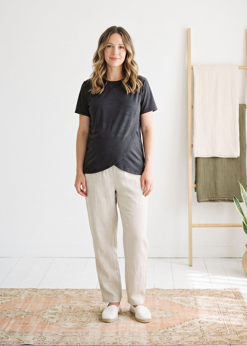 Overlap Nursing Top in Cotton Sateen