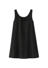 Oversized Drawstring-Neck Linen Mini Dress