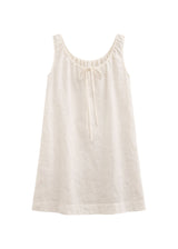 Oversized Drawstring-Neck Linen Mini Dress