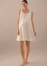 Oversized Drawstring-Neck Linen Mini Dress