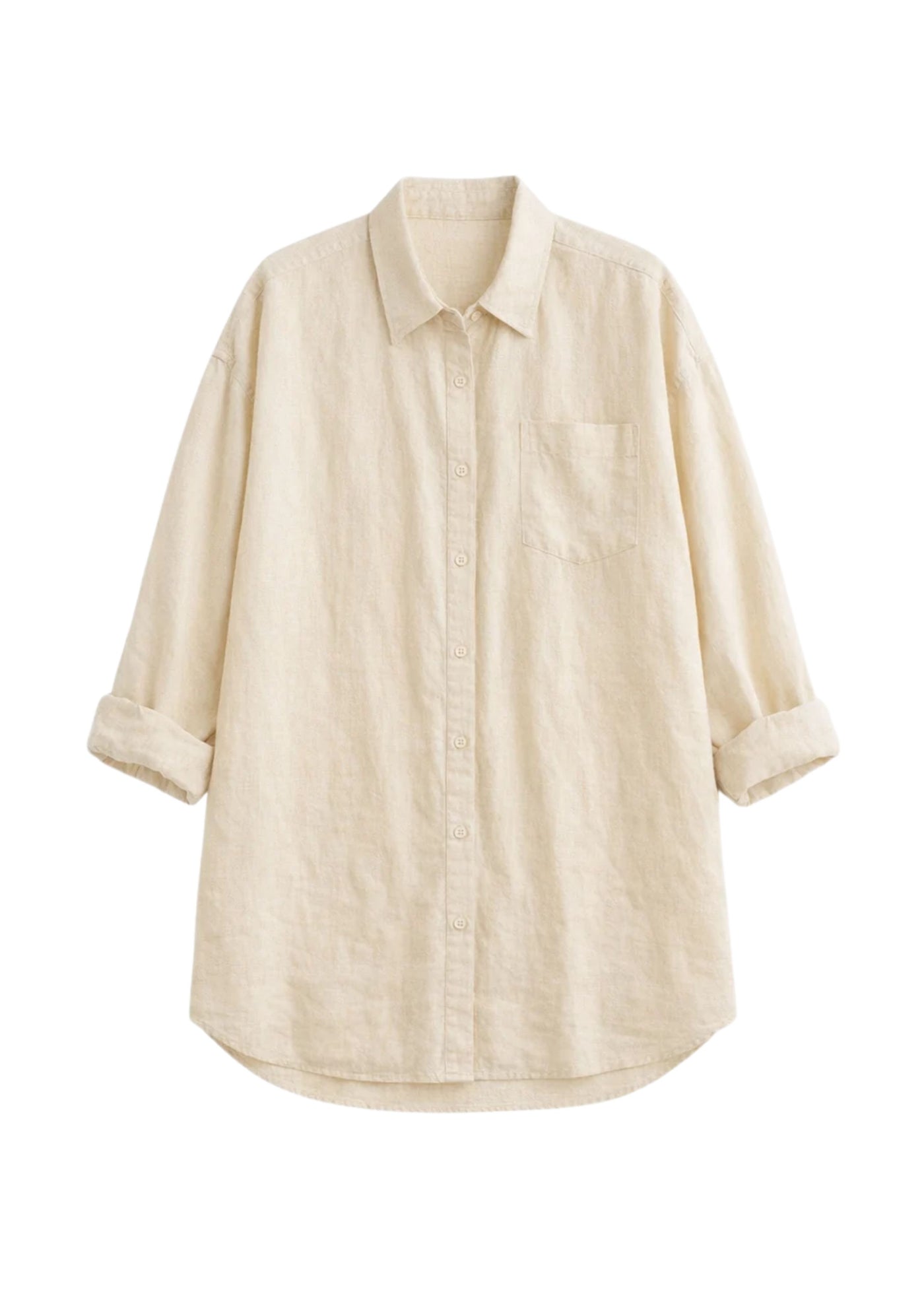 Oversized Button-Down Shirt in Linen