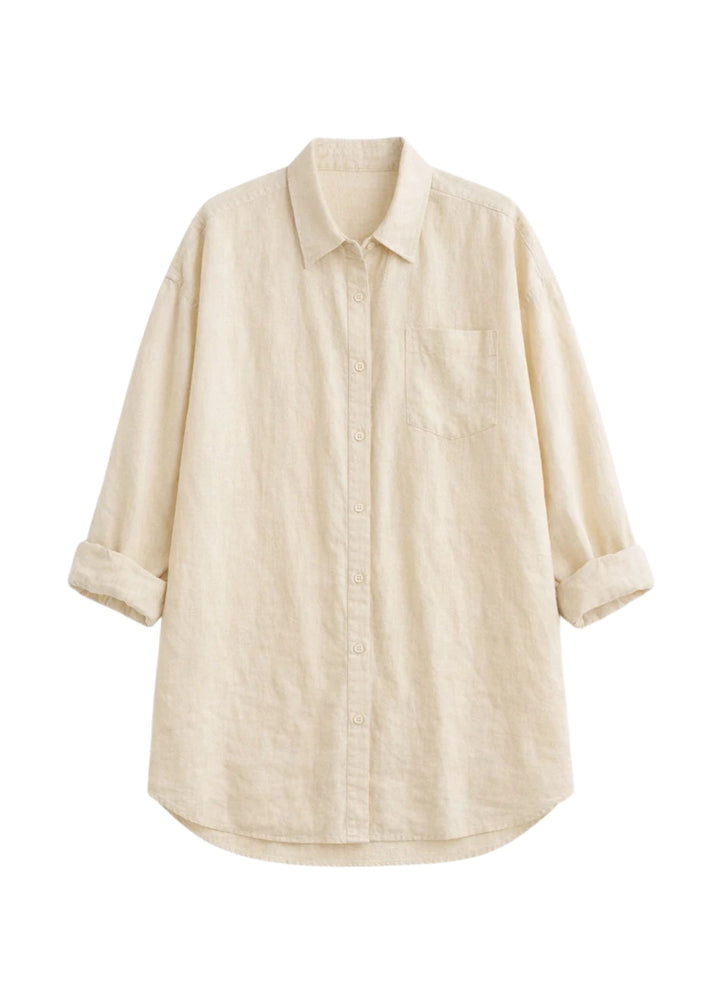 Oversized Button-Down Shirt in Linen