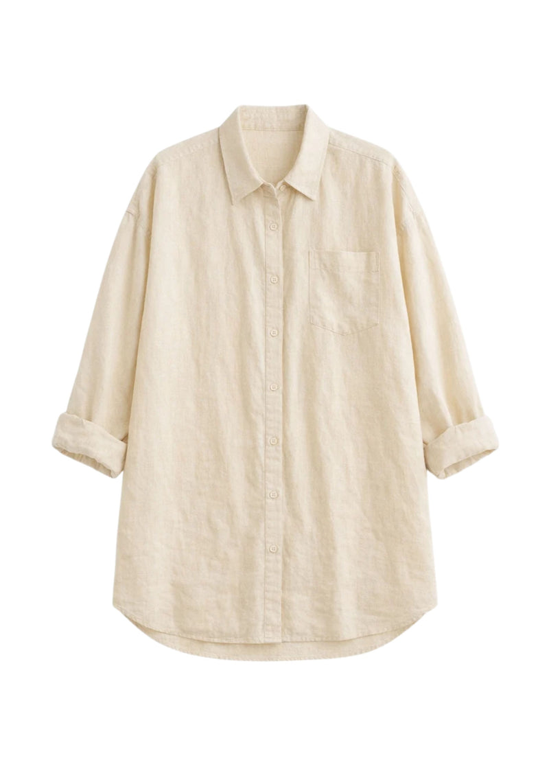 Oversized Button-Down Shirt in Linen