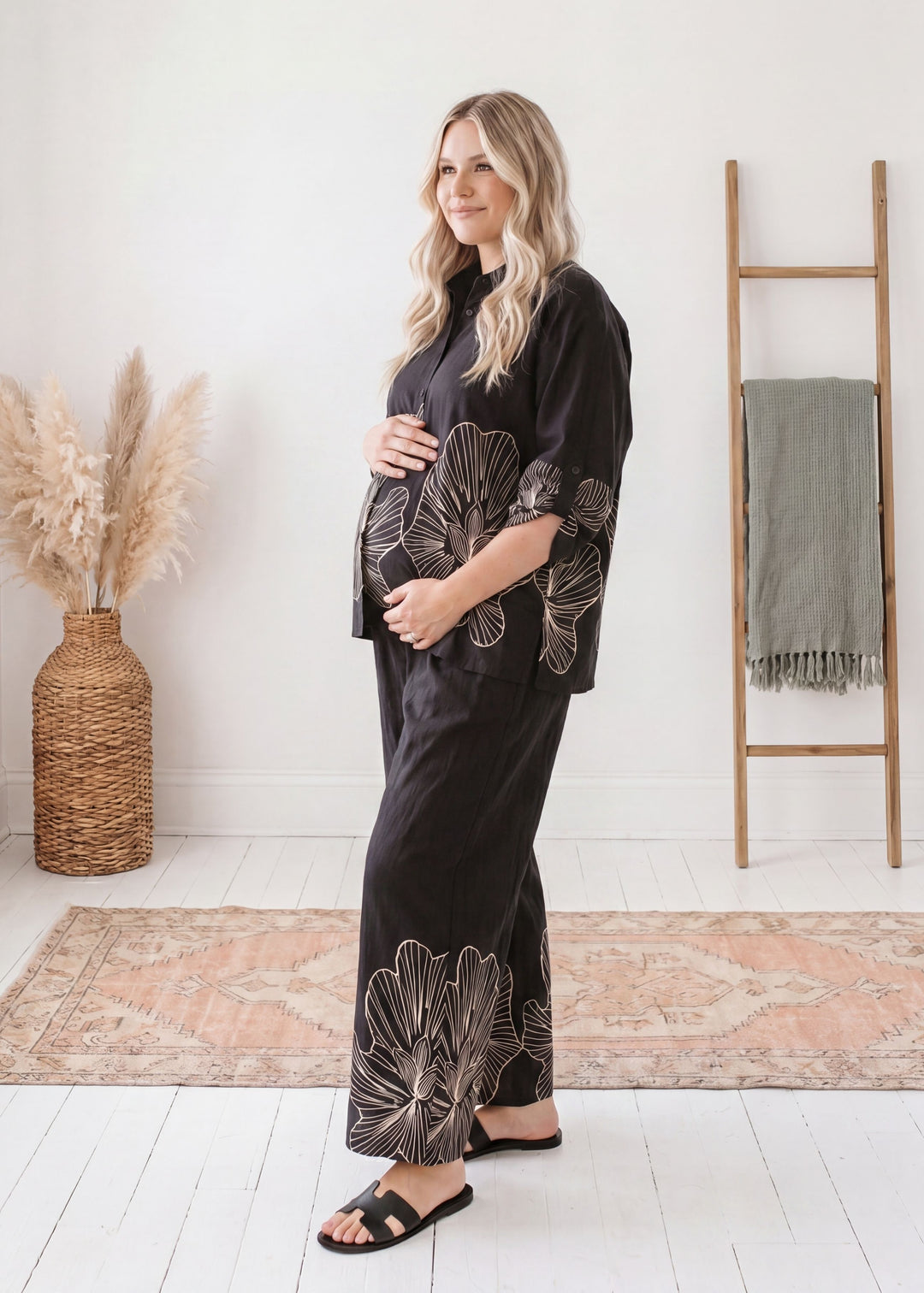 Oversized Floral Print Smocked Set - Final Sale