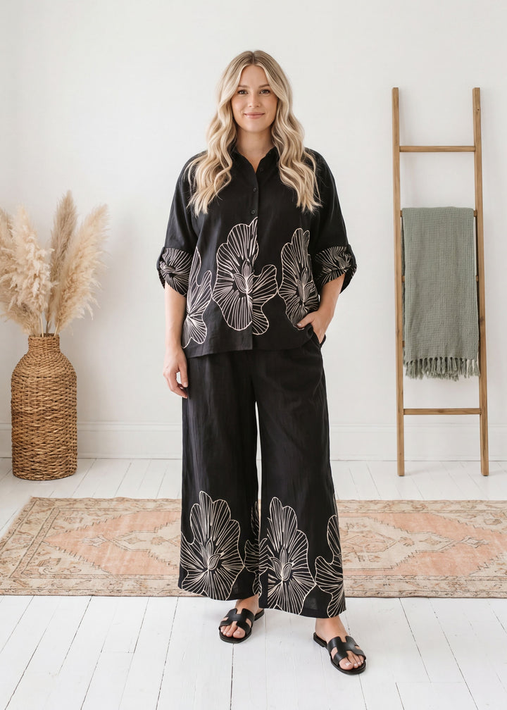 Oversized Floral Print Smocked Set - Final Sale