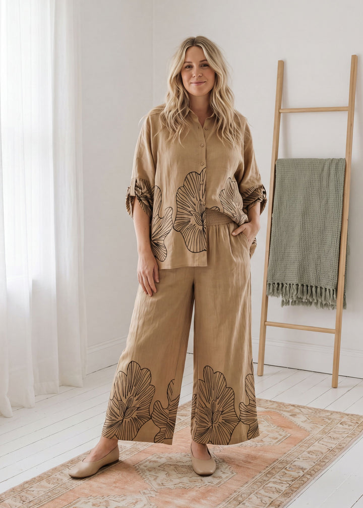 Oversized Floral Print Smocked Set - Final Sale