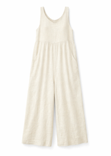Wide-Leg Linen Maternity Jumpsuit in Linen in Natural — flat lay