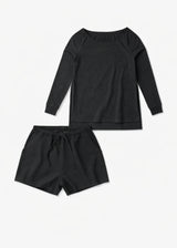 Organic Nursing-Friendly Pajama Set in Black — flat lay