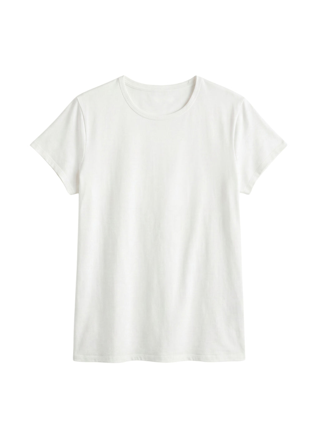 White Pima cotton tee with a classic crew neck and short sleeves, perfect for everyday comfort.