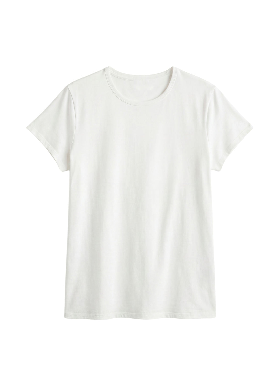 White Pima cotton tee with a classic crew neck and short sleeves, perfect for everyday comfort.