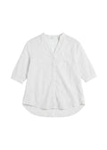 Pinstripe Band Collar Shirt In Cotton