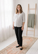 Pinstripe Band Collar Shirt In Cotton