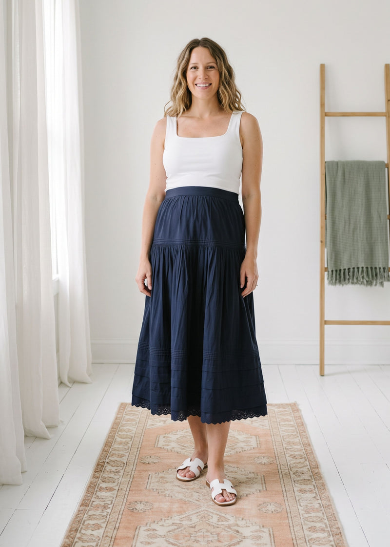 Pintuck Eyelet Skirt