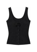 Pointelle Button-Front Tank in Cotton