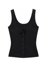 Pointelle Button-Front Tank in Cotton