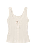 Pointelle Button-Front Tank in Cotton