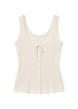Pointelle Button-Front Tank in Cotton