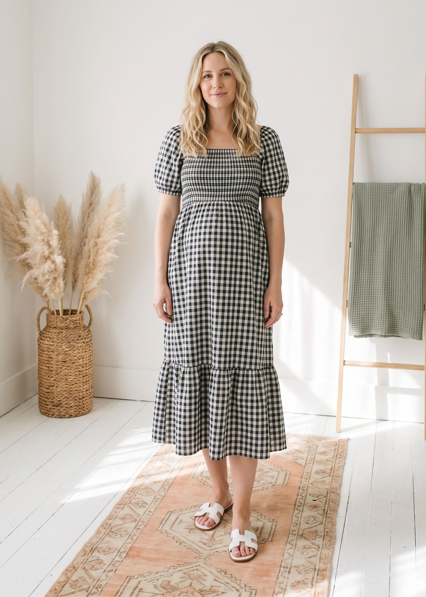 Puff Sleeve Gingham Dress