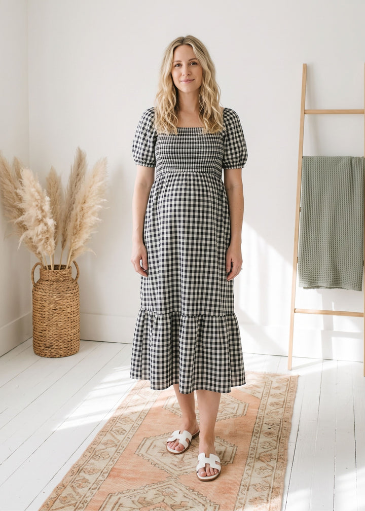 Puff Sleeve Gingham Dress