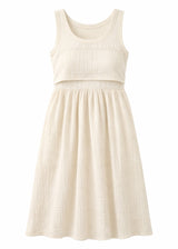Lift-up cotton nursing dress in Natural — flat lay