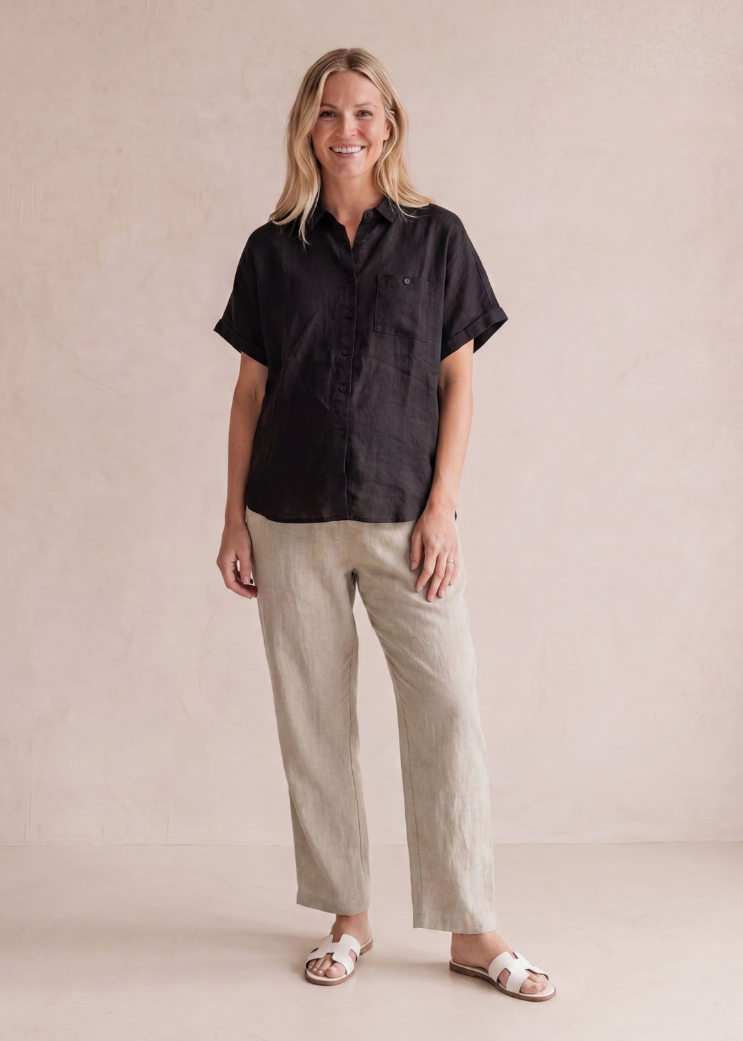 Relaxed Short Sleeve Shirt in Linen