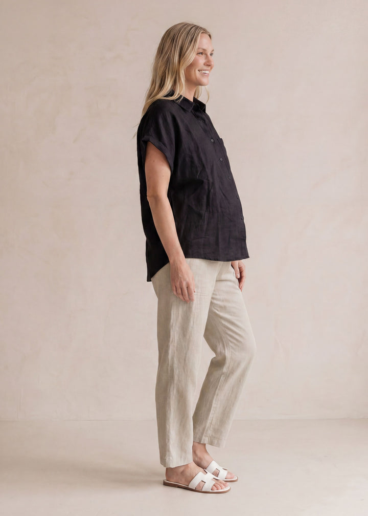 Relaxed Short Sleeve Shirt in Linen